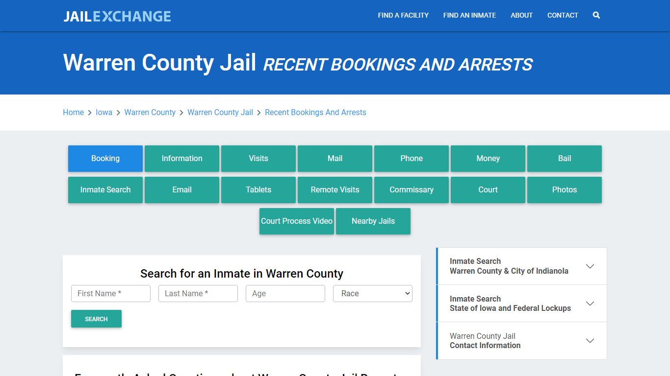 Warren County Jail IA Recent Arrests and Bookings - Jail Exchange